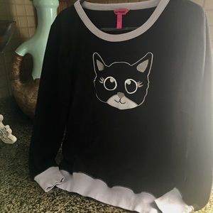 Hot Kiss goth punk Emo fleece kitty top SZ large